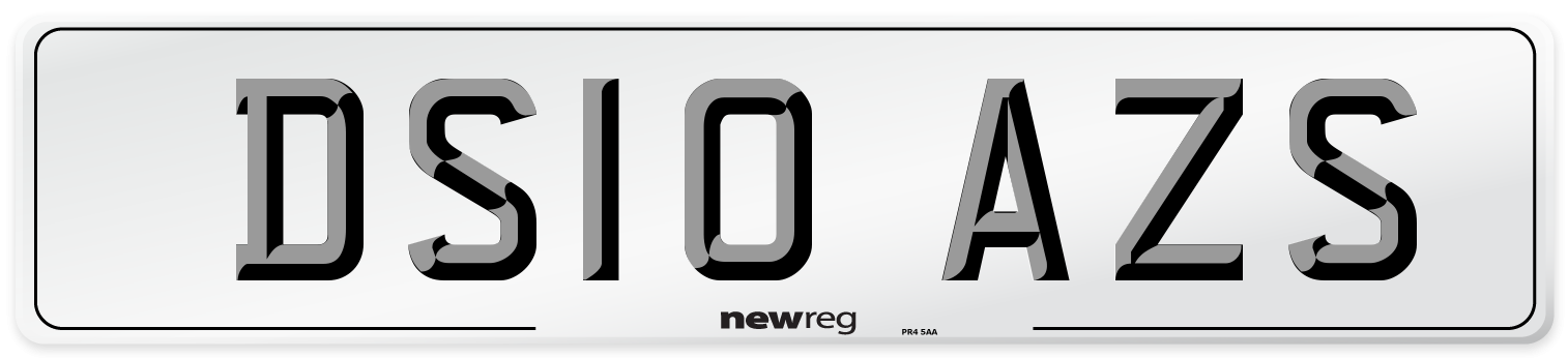 DS10 AZS Number Plate from New Reg